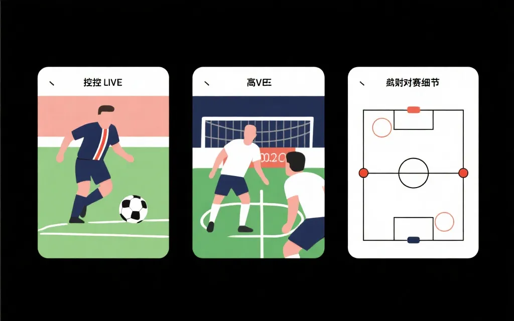 比赛场景对照图：控球对低位、反击对高位、淘汰赛细节三分法